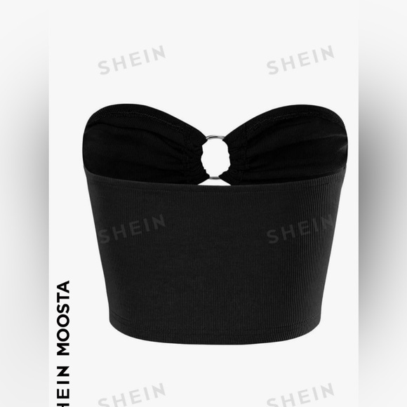 SHEIN MOOSTA O-RING LINKED CUT OUT TUBE TOP BLACK SIZE SMALL - Picture 2 of 8